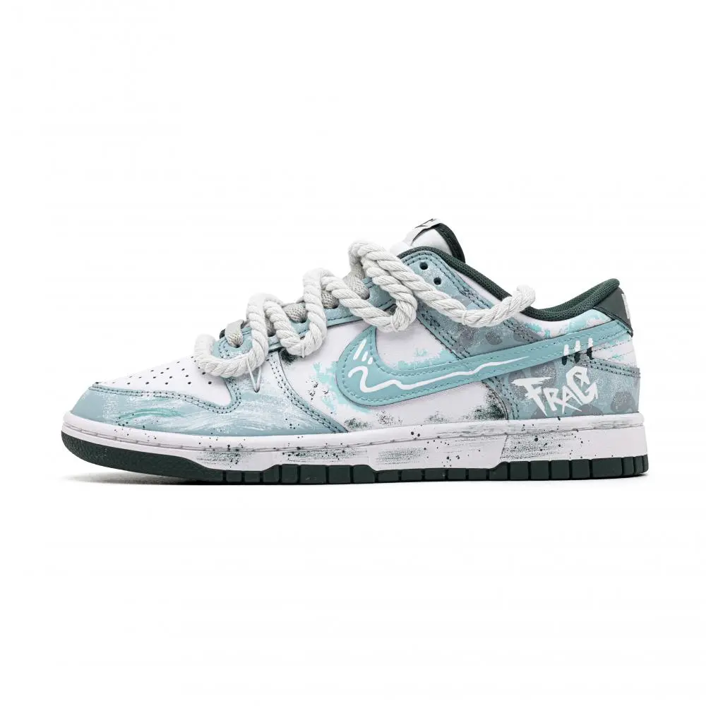 Nike Dunk Wave Cushioning Abrasion Resistant Breathable Low top Skateboard Shoes Unisex Blue Green
