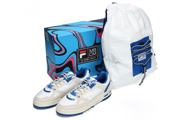 Marcelo Burlon X FILA FUSION Marcelo Burlon Collaboration Collection Vintage Basketball Shoes Women's Low Top Bright White/Antique White