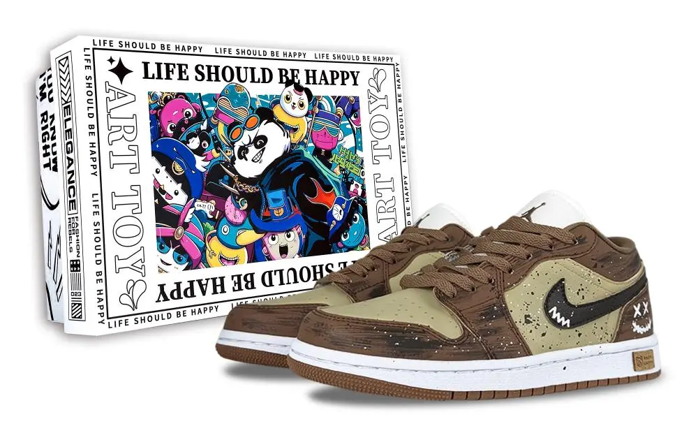 Jordan Air Jordan 1 Lucifer Abrasion Resistant Low top Vintage Basketball Shoes Unisex Brown