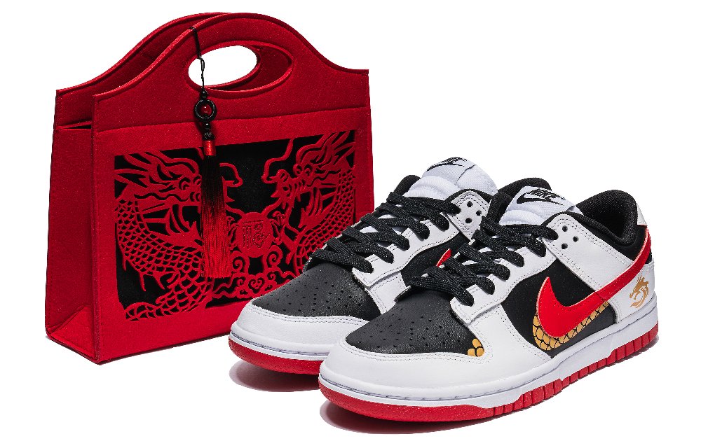 Nike Dunk Low-Top Skateboard Shoes Unisex Black Red