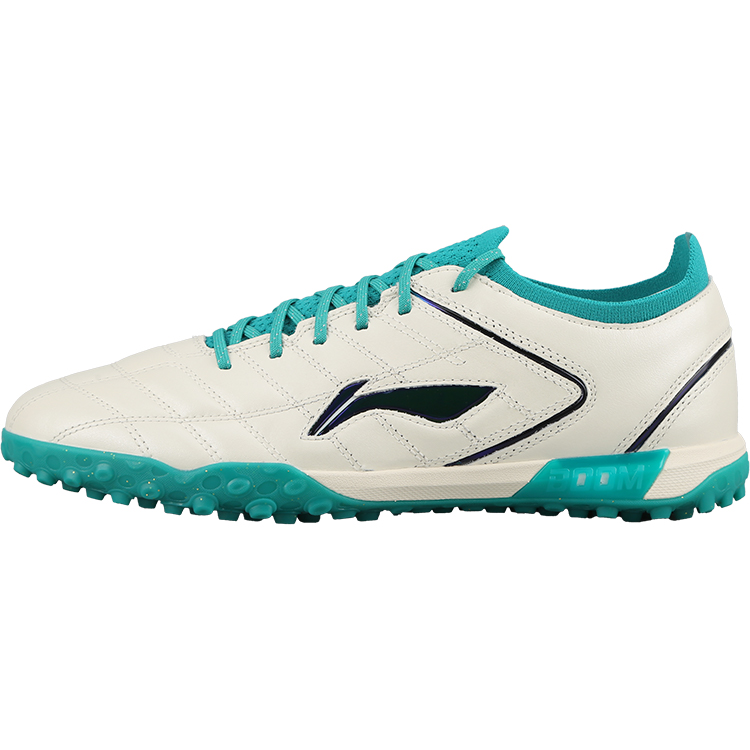 LiNing TF Rubber Broken Studs Artificial Ground Anti Slip Wear Resistant Soccer Shoes Unisex White Green
