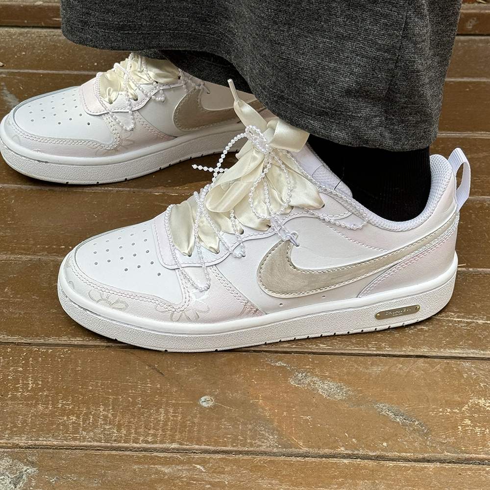 Nike Court Borough Anti Slip Wear Resistant Low Top Skateboard Shoes GS Pink White купить в интернет-магазине Yoocart с быстрой доставкой по России.