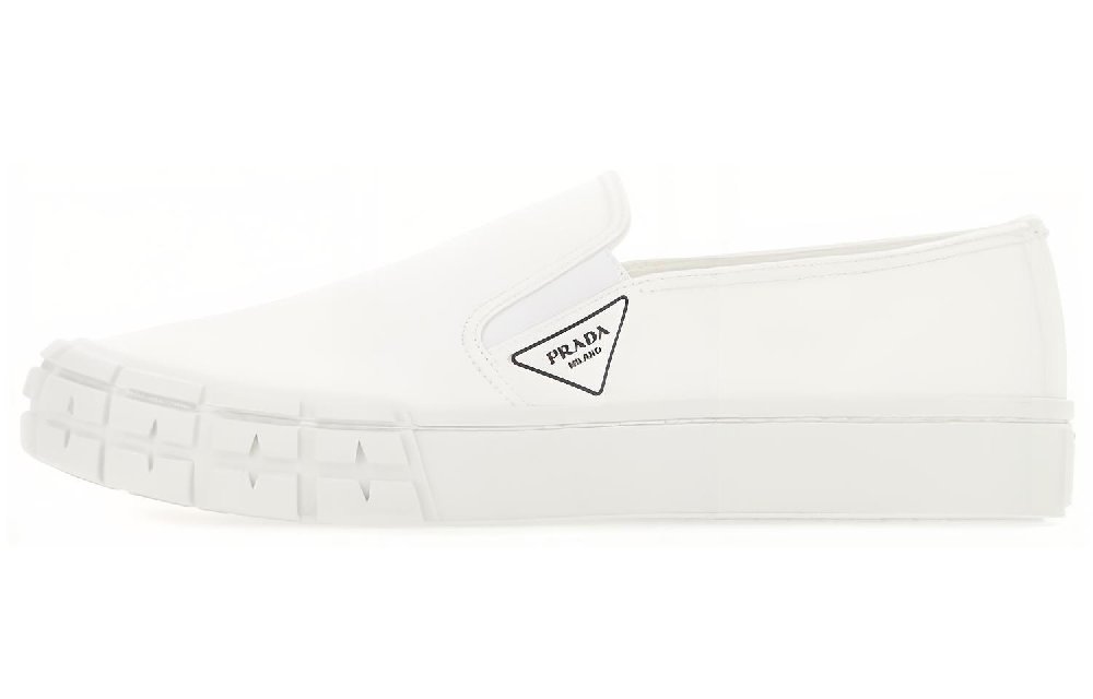 PRADA Cassetta Wheel Low Top Canvas Shoes Men's White