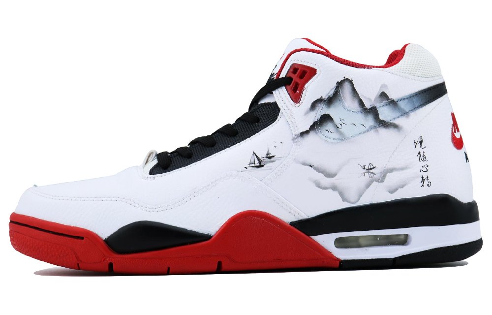 Nike Flight Legacy Peach Blossom SDS Chinese Style High-Top Vintage Basketball Shoes Unisex Black Red White