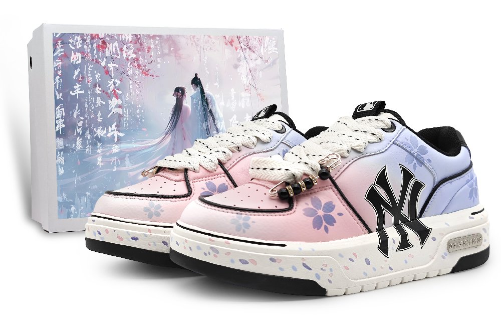 MLB Chunky Liner Wear-Resistant Height Increasing Low-Top Skateboard Shoes Unisex Gradient Pink Purple
