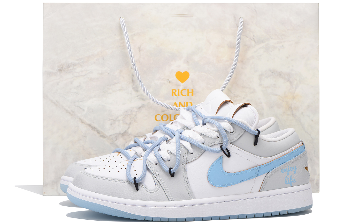 Jordan Air Jordan 1 Low-Top Vintage Basketball Shoes Men's Gray Blue