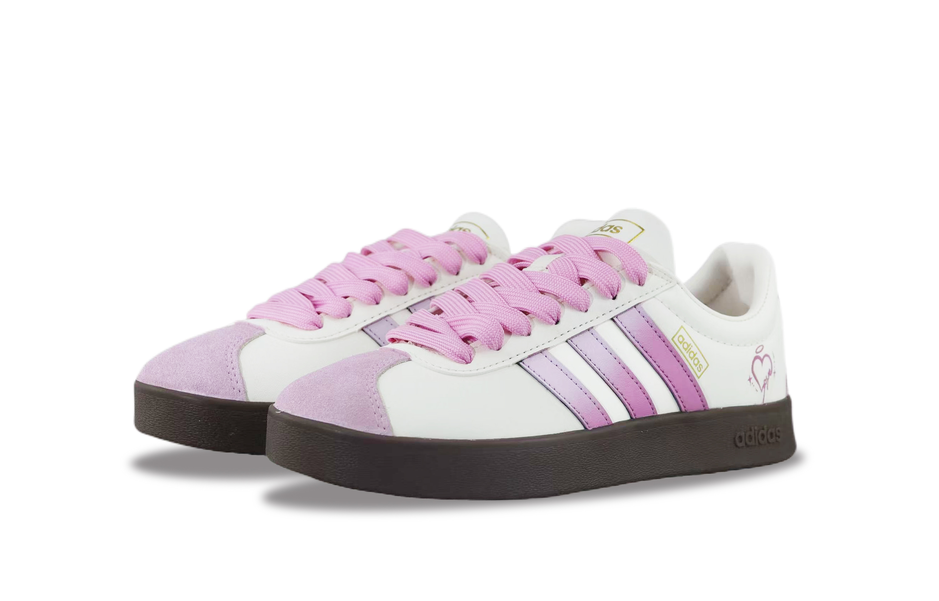 Adidas VL COURT 2.0 Anti Slip Wear Resistant Low Top Skateboard Shoes Unisex Beige Pink купить в интернет-магазине Yoocart с быстрой доставкой по России.