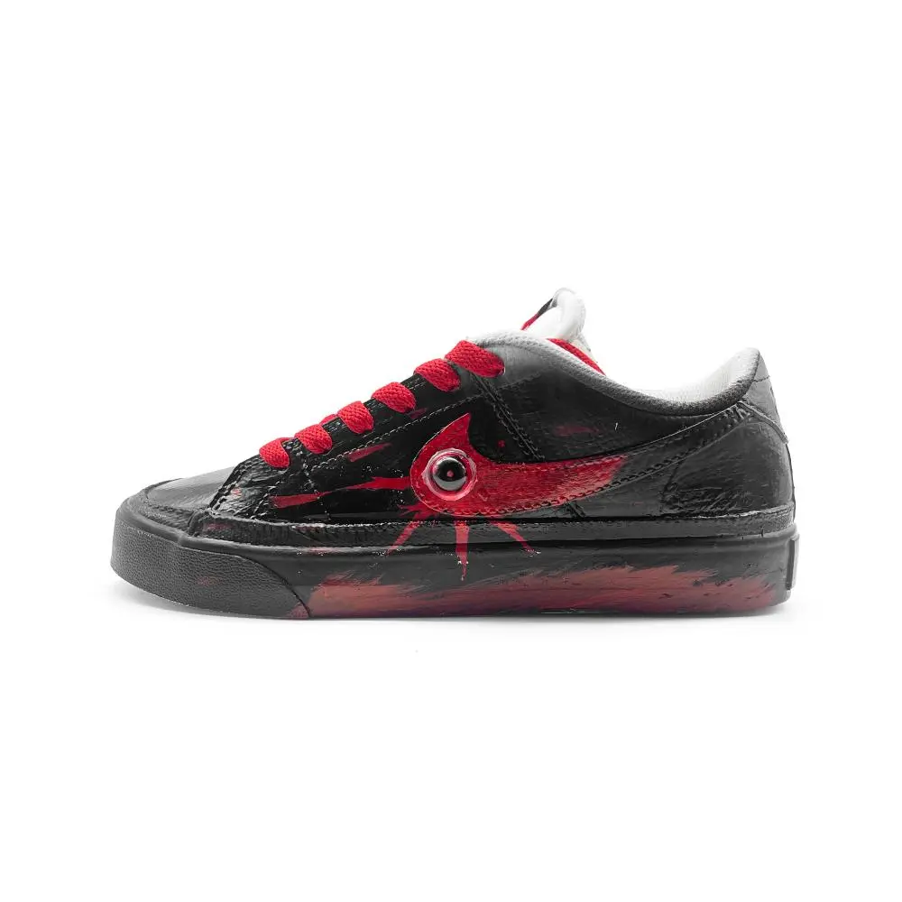 Nike Court Legacy Crimson Eye Abrasion Resistant Low Top Skateboard Shoes Unisex Black Red