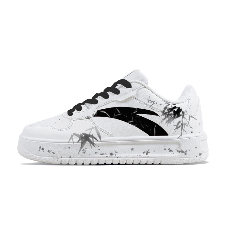 Anta Relaxed Anti Slip Wear Resistant Low Top Skateboard Shoes Unisex White Black