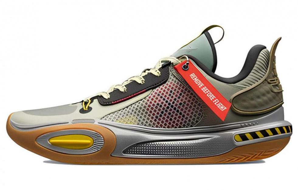 LiNing All City 11 Warning Cushioning Anti-Slip And Wear-Resistant Low-Top Basketball Shoes Men's Cyan Yellow
