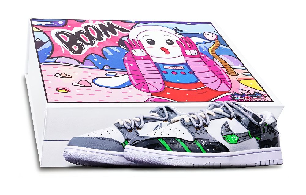 Nike Dunk Anti-Slip And Wear-Resistant Lightweight Low-Top Skateboard Shoes Women's White Gray Green
