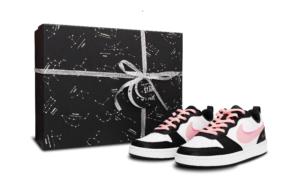 Nike Court Borough Anti Slip Wear Resistant Low Top Skateboard Shoes GS Black Pink