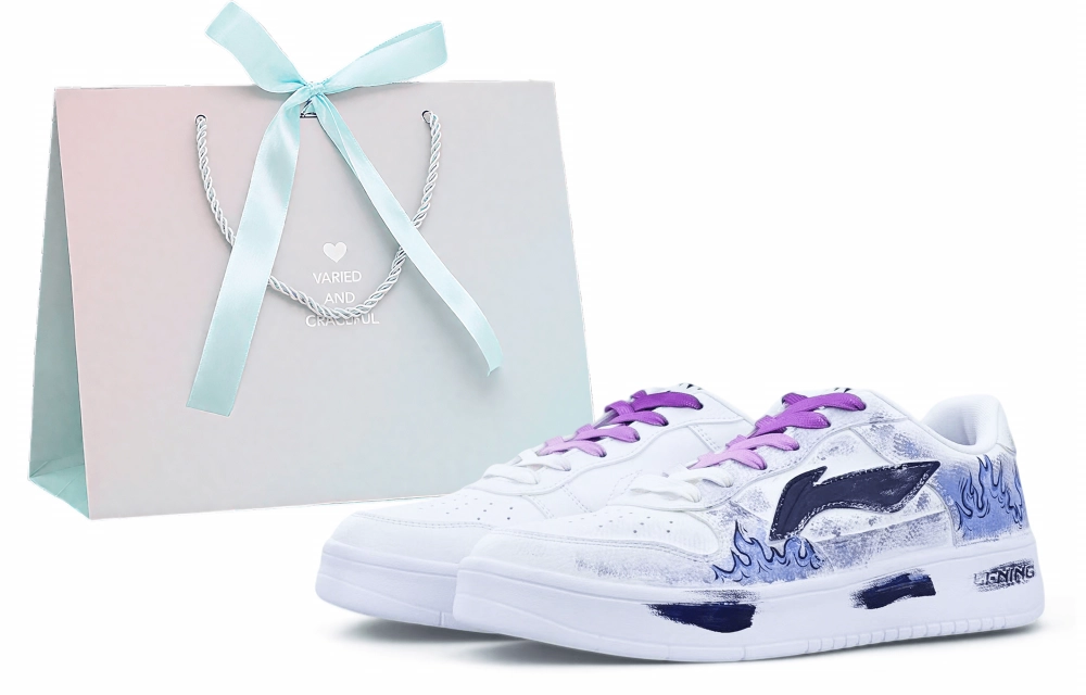 LiNing Pontoon Boats Wear resistant And Lightweight Low top Skateboard Shoes Unisex Light Purple