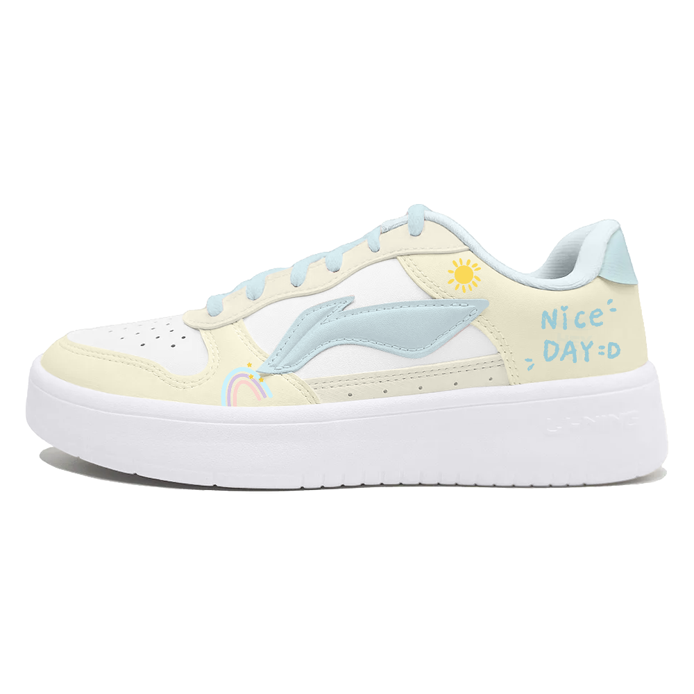LiNing Pontoon Boats Anti Slip Wear Resistant Low Top Skateboard Shoes Women's White