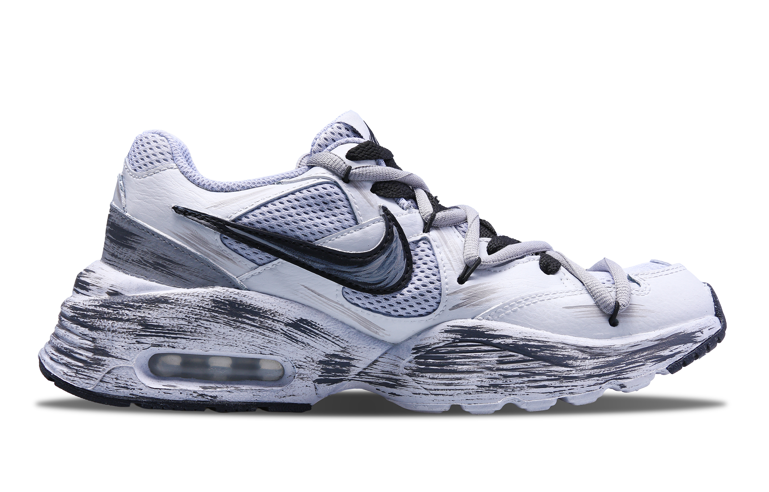 Nike Air Max Fusion Shock Absorbers Slip Resistant Abrasion Resistant Low top Casual Running Shoes Women's Gray White