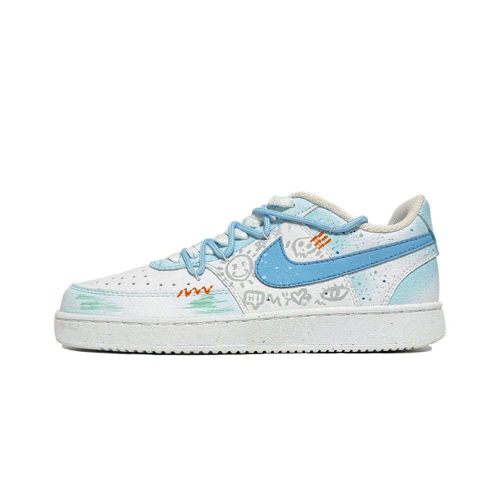Nike Court Vision 1 Anti-Slip Wear-Resistant Low-Top Skateboard Shoes Unisex Blue