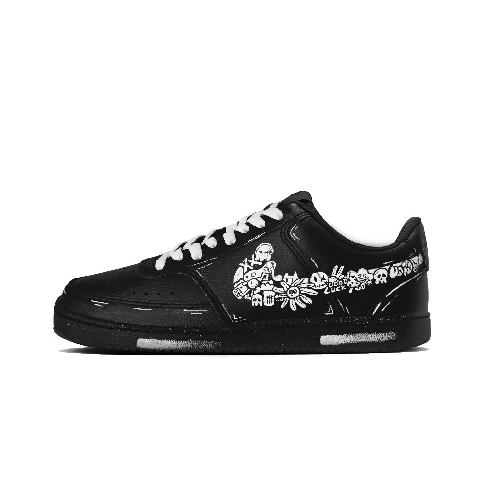 Nike Court Vision Low Anti-Slip Wear-Resistant Low-Top Skateboard Shoes Unisex Black White