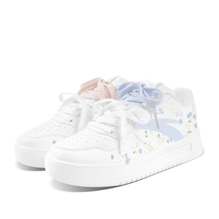 Anta Relaxed Slip Resistant, Abrasion Resistant, Breathable Low Top Skateboard Shoes Unisex Pink Blue Mismatched