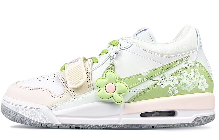 Jordan Legacy 312 Cushioning Wear-Resistant Low-Top Vintage Basketball Shoes Women's Pink Green