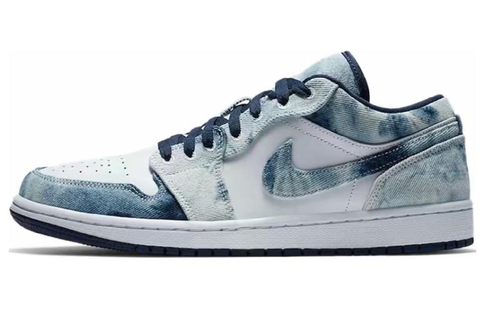 Jordan Air Jordan 1 Denim Is Very Busy Washed Denim Low-Top Skateboard Shoes Men's White Blue