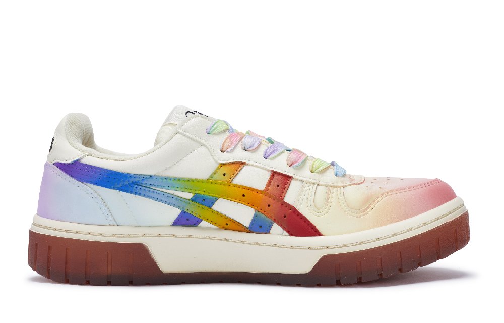 Asics Court MZ 811 Manufacturing, Rainbow Fantasy, Special Shoe Box Low Top Skateboard Shoes Unisex Ecru Rainbow