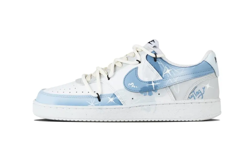 Nike Court Sparkling Butterfly Abrasion Resistant Low top Skateboard Shoes Unisex Blue