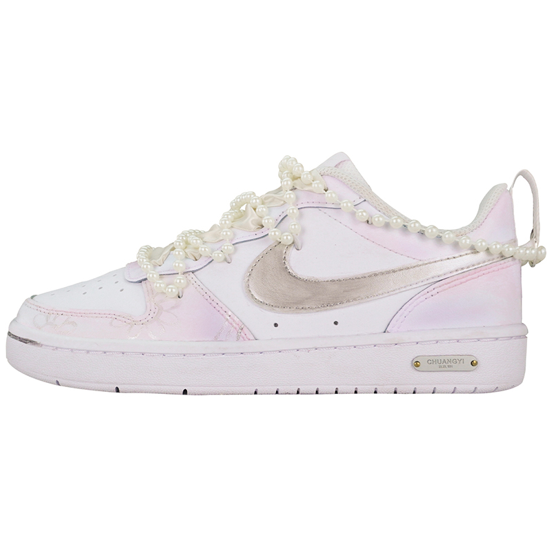 Nike Court Borough Anti Slip Wear Resistant Low Top Skateboard Shoes GS Pink White