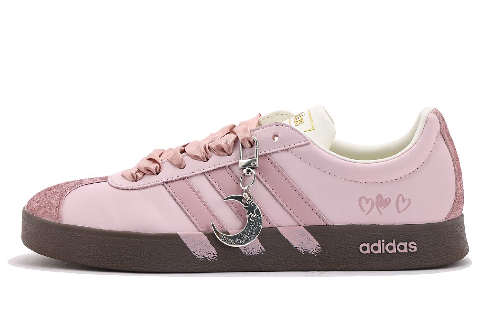 Adidas VL COURT 2.0 Coverage Abrasion Resistant Low Top Skateboard Shoes Unisex Pink