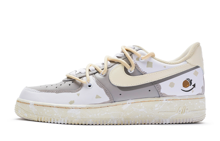 Nike Air Force 1 Anti Slip Wear Resistant Low Top Skateboard Shoes Women's Beige Gray