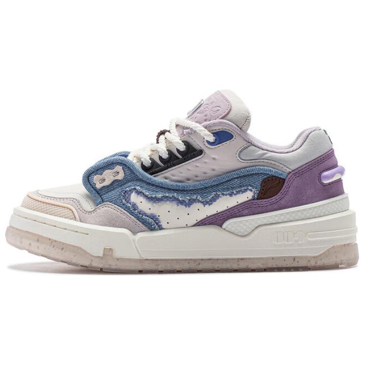 LiNing 001 BTC MEGA Slip Resistant Cushioning Abrasion Resistant Support Skateboard Shoes Women's White Blue Purple