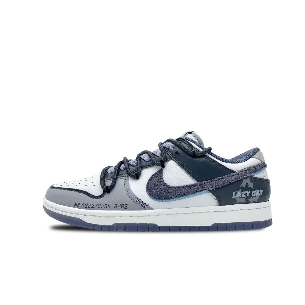 Nike Dunk Anti-Slip Wear-Resistant Low-Top Skateboard Shoes Men's Purple White Gray