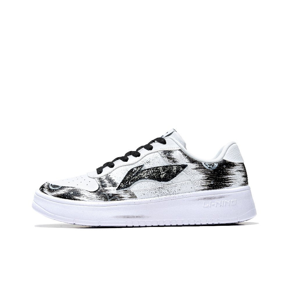 LiNing Pontoon Boats Abrasion Resistant Breathable Low Top Skateboard Shoes Men's Black White