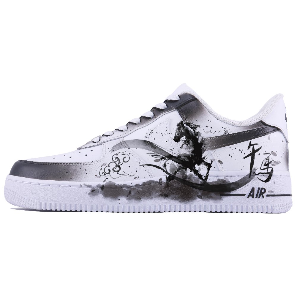 Nike Air Force 1 Auspicious Horse SDS Abrasion Resistant Low Top Skateboard Shoes Men's White Black