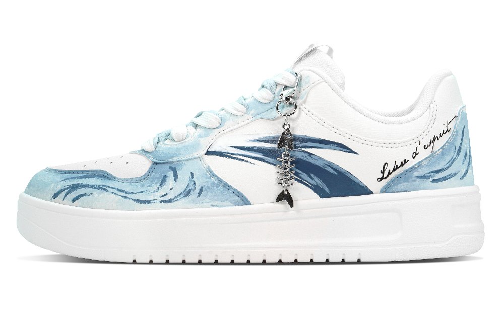 Anta Relaxed Cushioning, Wear Resistant Low Top Skateboard Shoes Men's White Blue