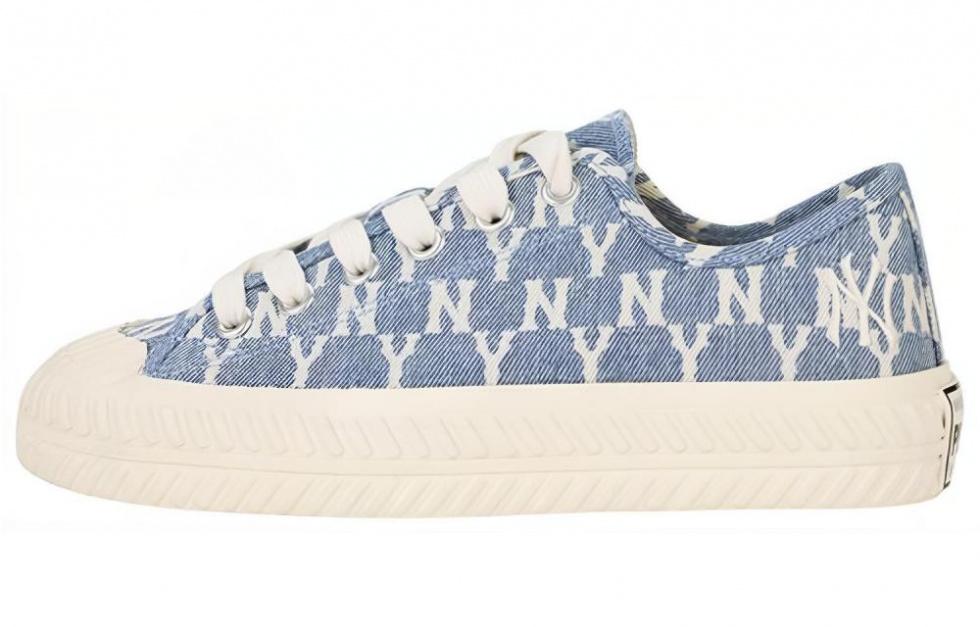 MLB Playball New York Yankees Anti-Slip Wear-Resistant Breathable Lightweight Low-Top Canvas Shoes Unisex Blue White