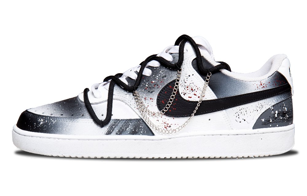 Nike Court Vision Low Anti-Slip Wear-Resistant Low-Top Skateboard Shoes Men's Black White