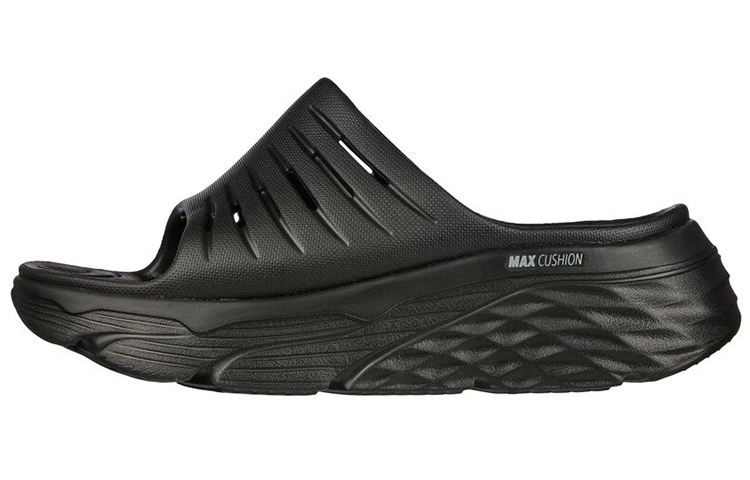Skechers Max Cushioning Rubber Sole Slip-Resistant Abrasion-Resistant Slide Slippers Women's Black