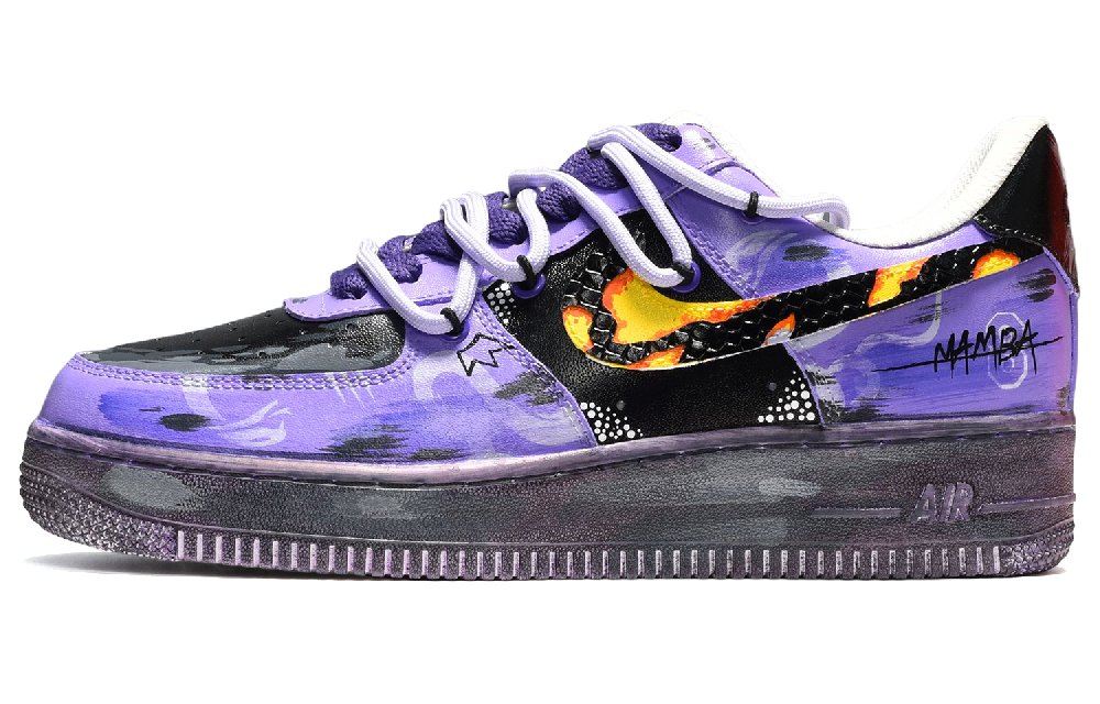 Nike Air Force 1 Low-Top Skateboard Shoes Men's Black Yellow Purple