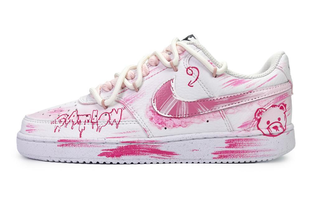 Nike Court Vision 1 Peach Red Bear Low-Top Skateboard Shoes Women's Pink White