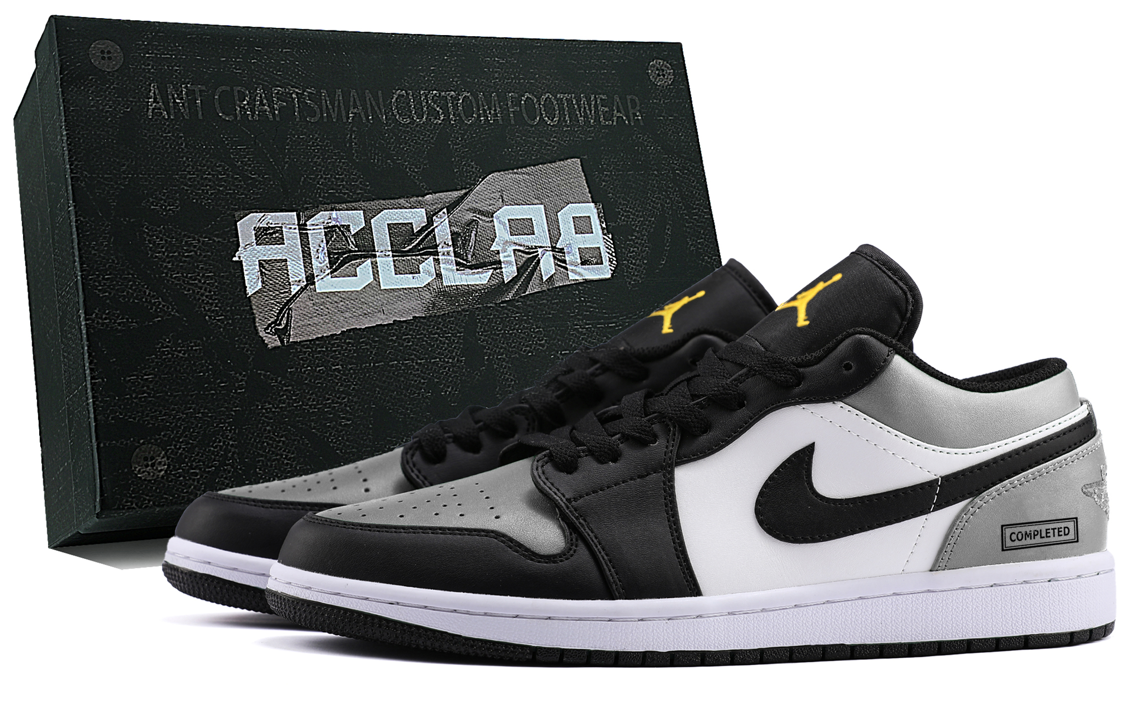 Jordan 1 Abrasion Resistant Low top Vintage Basketball Shoes Unisex Black Gray