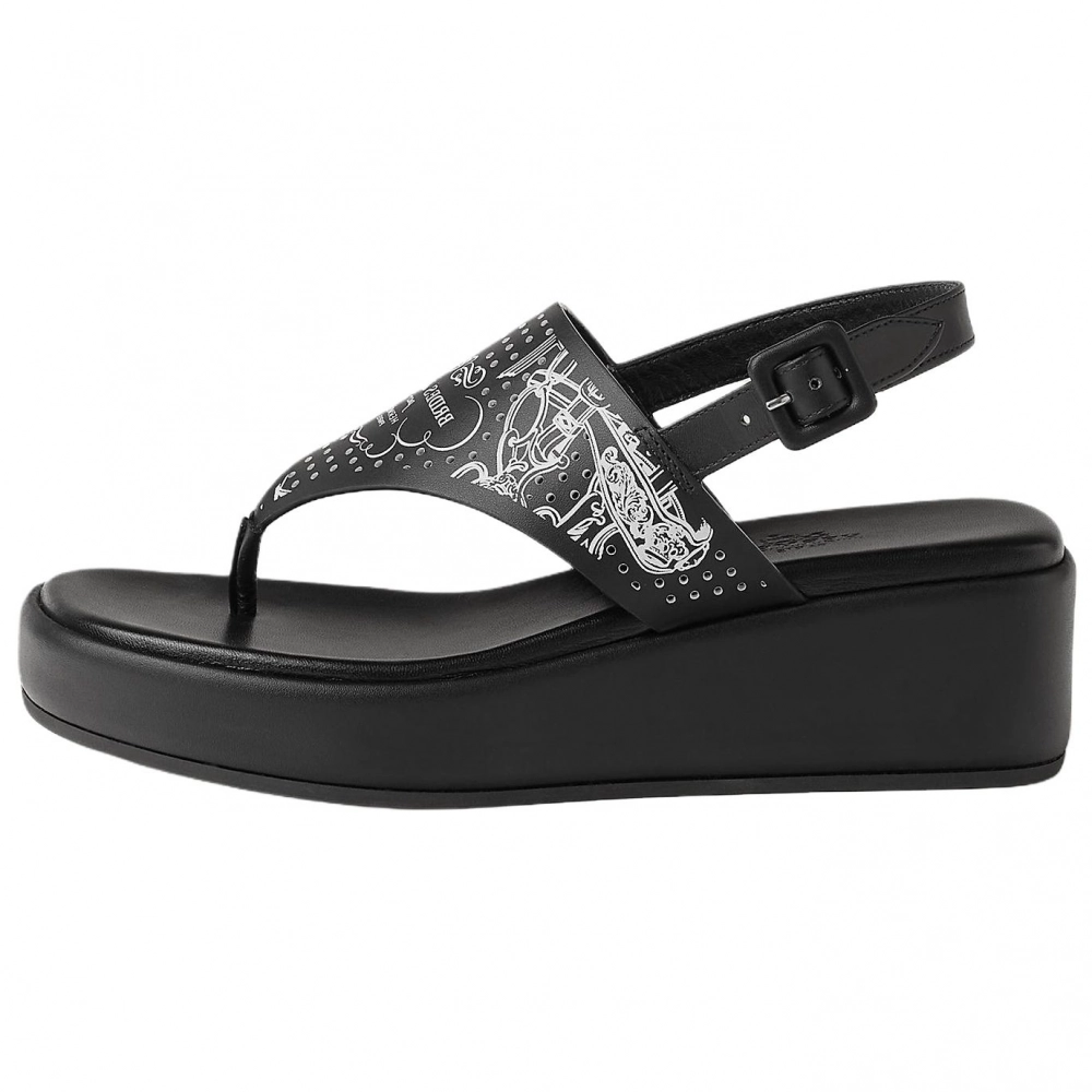 HERMES Karima One Strap Sandals 4.5cm Women's Black