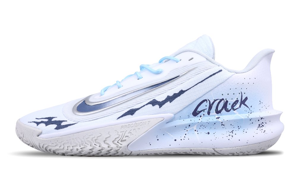 Nike Precision 7 Cushioning, Slip Resistant, Abrasion Resistant, Rebound Low Top Basketball Shoes Unisex White Blue