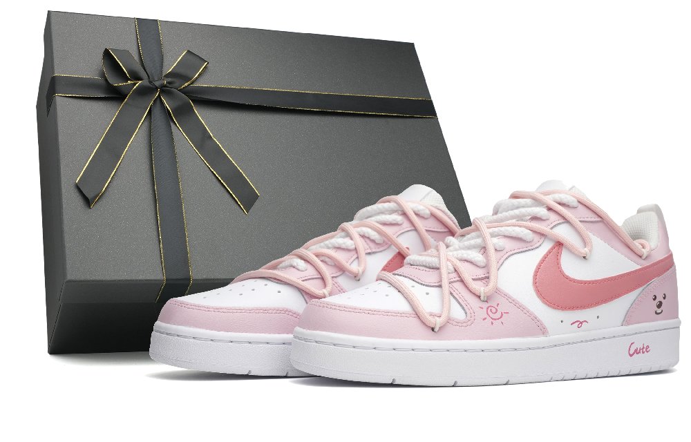 Nike Court Borough Low Top Skateboard Shoes GS Pink