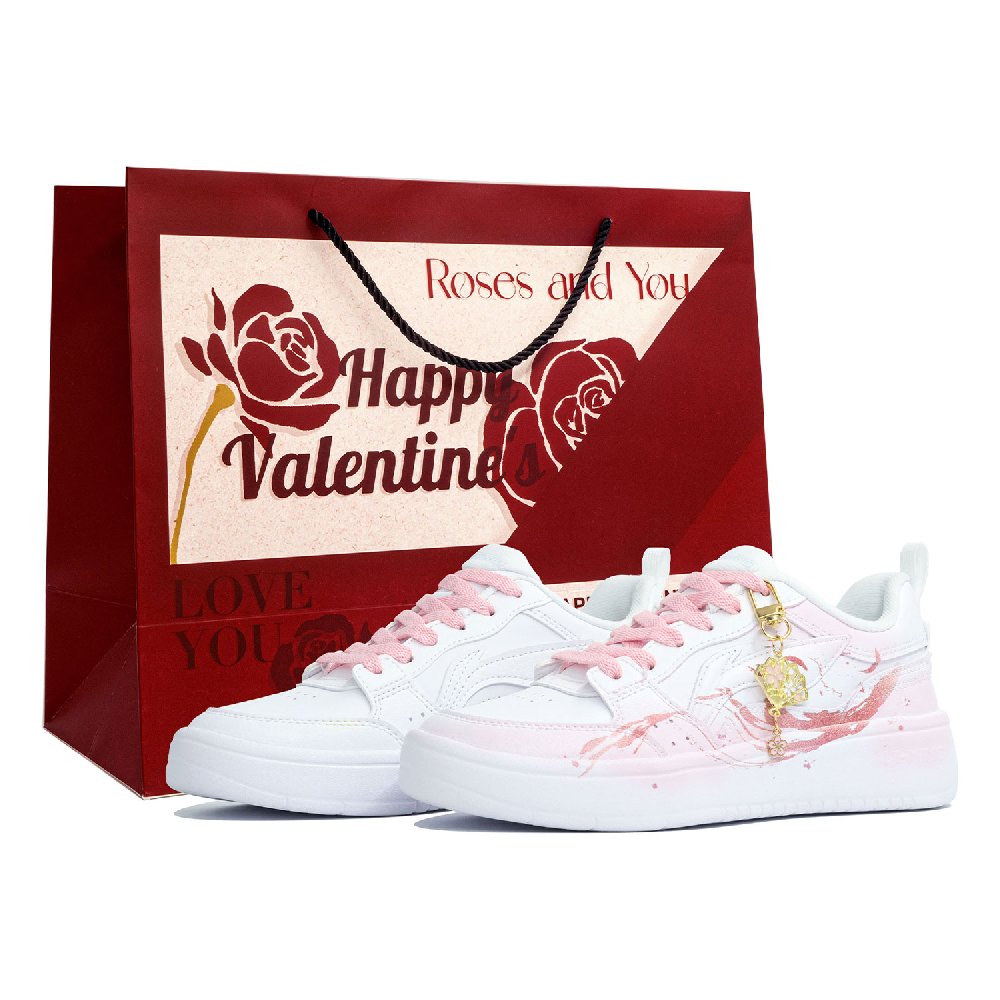 LiNing Acer Truncatum Anti Slip Wear Resistant Low Top Skateboard Shoes Women's Pink White