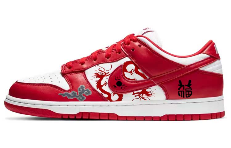 Nike Dunk Skateboard Shoes Unisex Low-Top Red/White