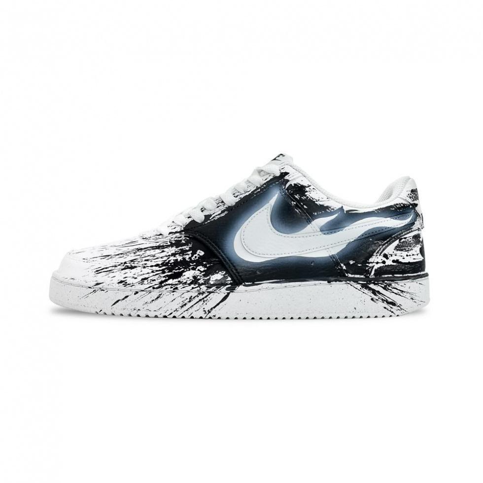 Nike Court Vision 1 Low-Top Skateboard Shoes Men's Black White