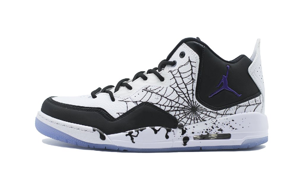 Jordan Courtside 23 Cushioning Slip Resistant Mid Top Vintage Basketball Shoes Men's Black White