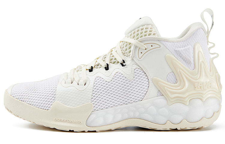 361° LAVA Cushioning Anti-Slip And Wear-Resistant Mid-Top Basketball Shoes Men's Ecru