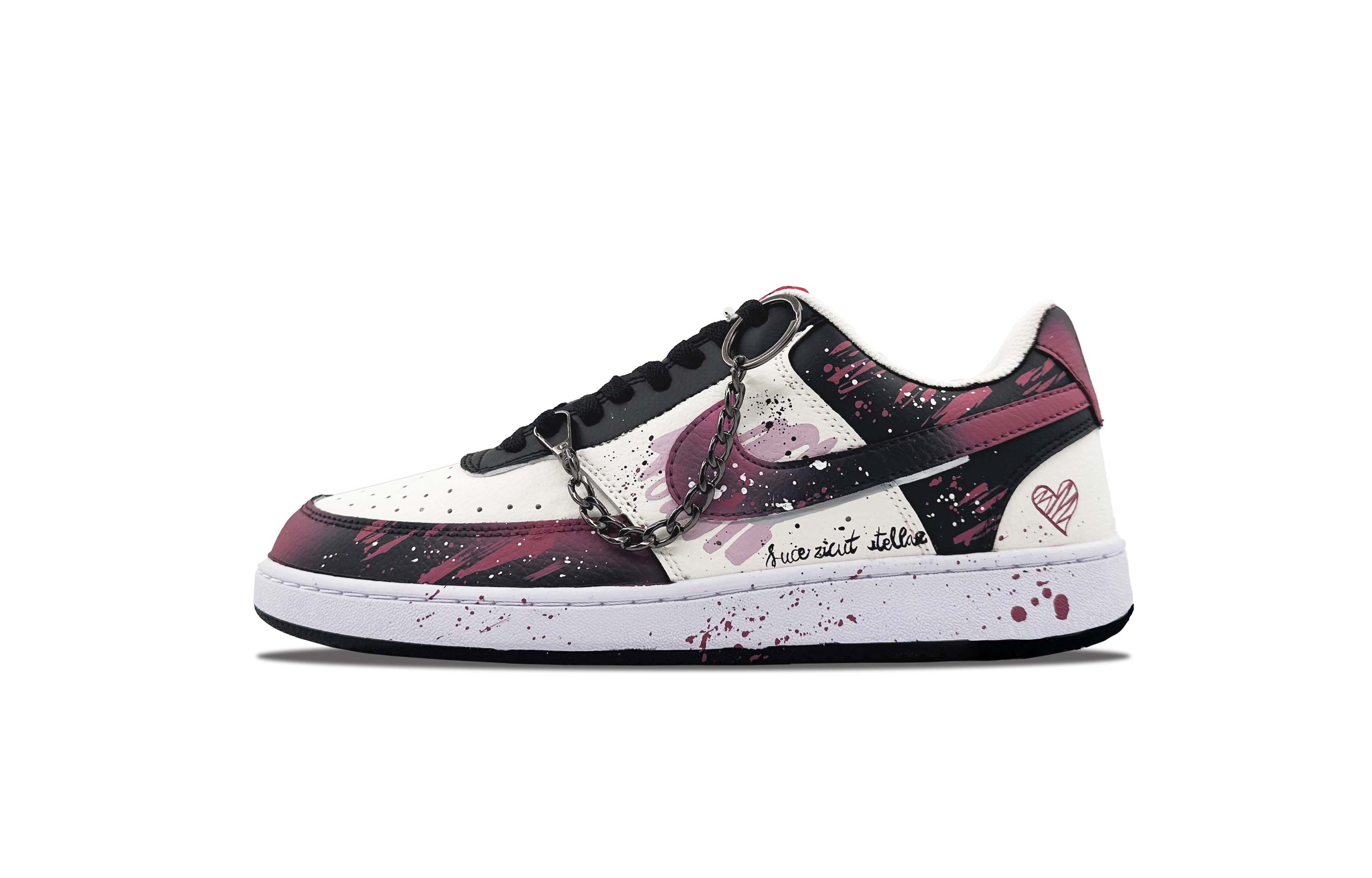 Nike Court Vision 1 Heart Story Abrasion Resistant Balance Low top Skateboard Shoes Men's Dark Red