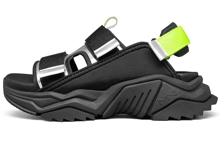 Skechers Block Beach Sandals Women's Black/Silver/Neon Green